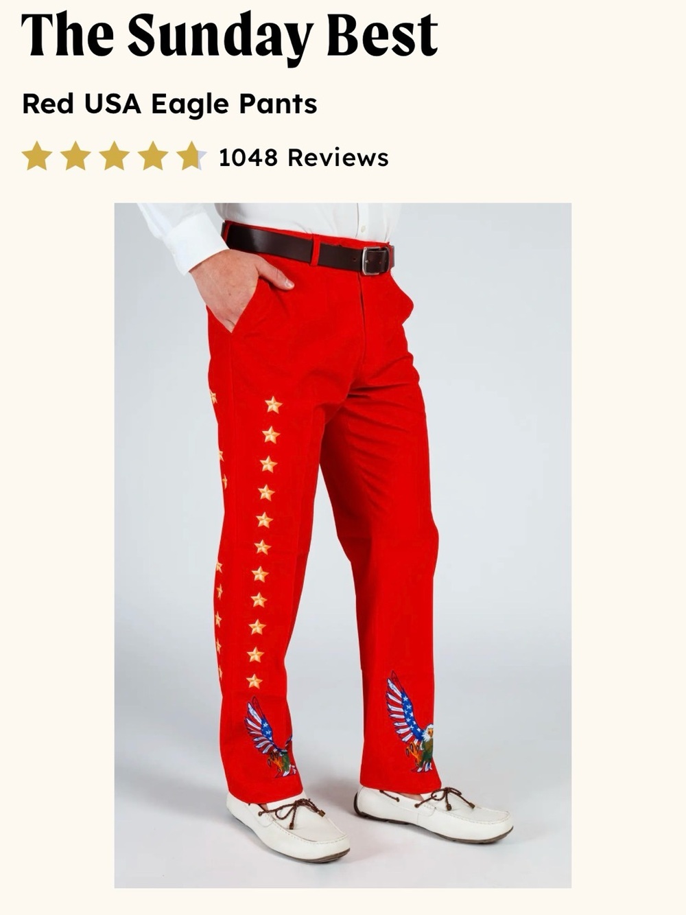 USA Eagle Red Men’s Pants with Star & Eagle Embroidery